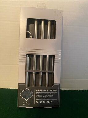 Dashing 5 Reusable Stainless Steel Straws. (B5)